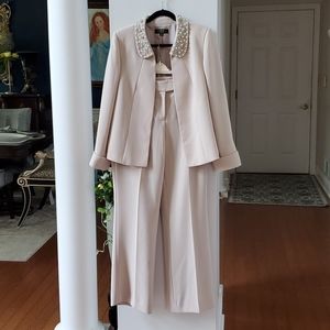 Tahari Luxe Beige Suit Jacket & Pants